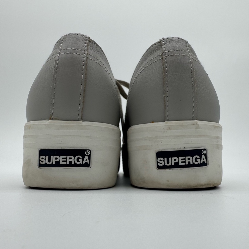 Superga Gray Leather Platform Sneaker Size 7 - Picture 6 of 12